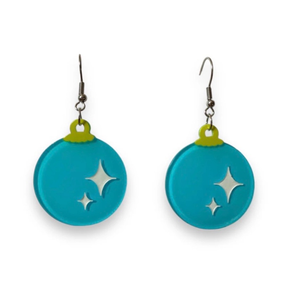 NWT Lipstick & Chrome Christmas Bauble Drop Earrings